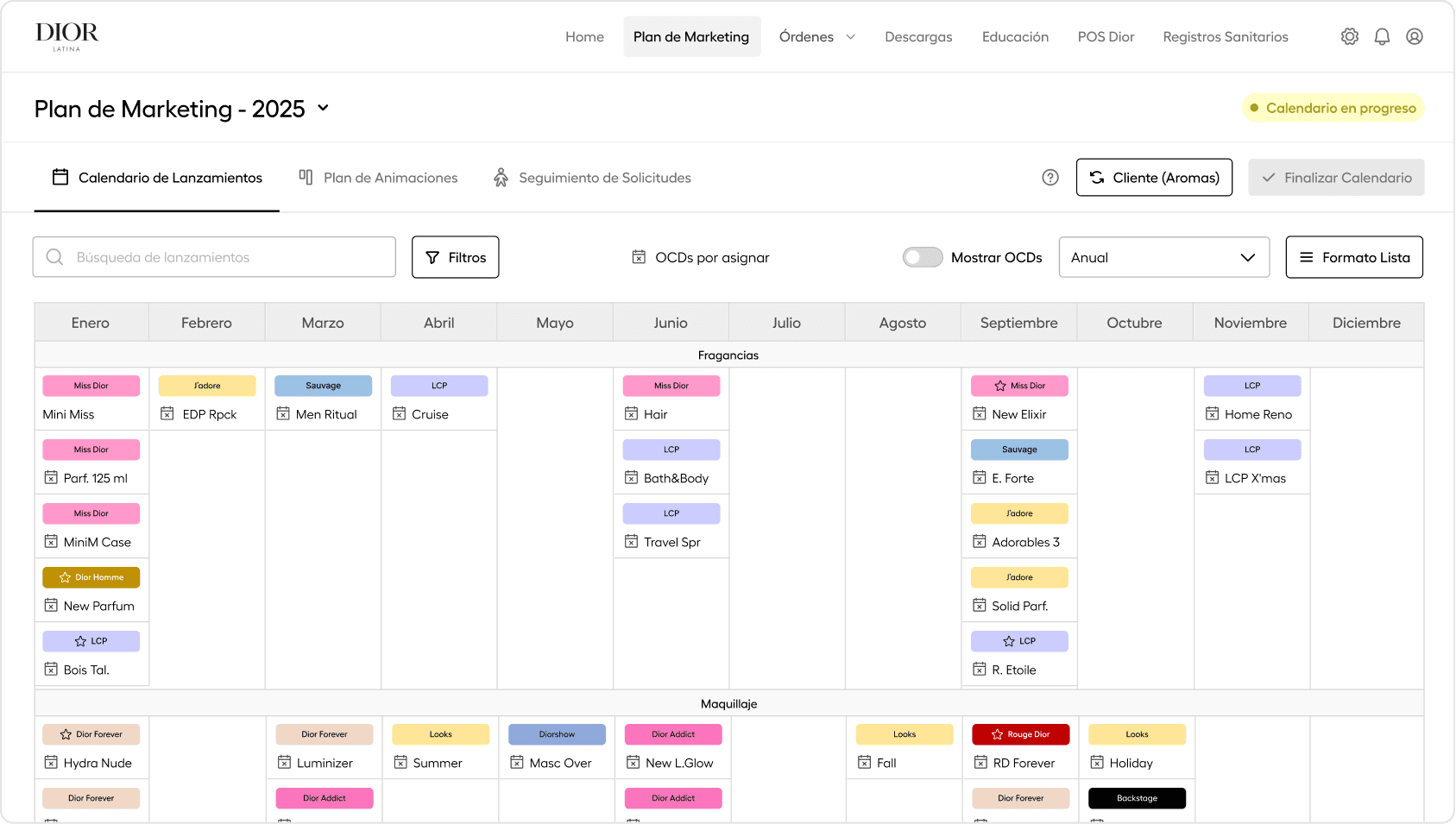 New Dior LatAm intranet interface